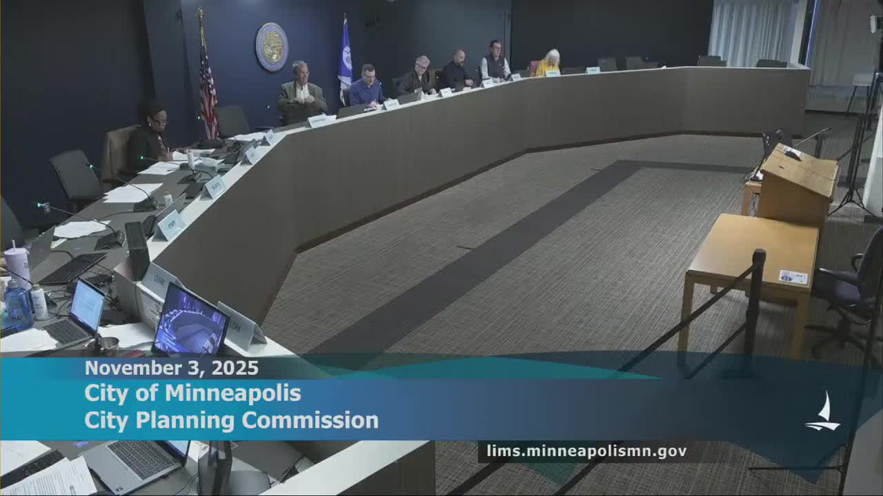 Minneapolis Planning Commission adopts Oct. 20 minutes, approves agenda; hearing recessed after captioning outage