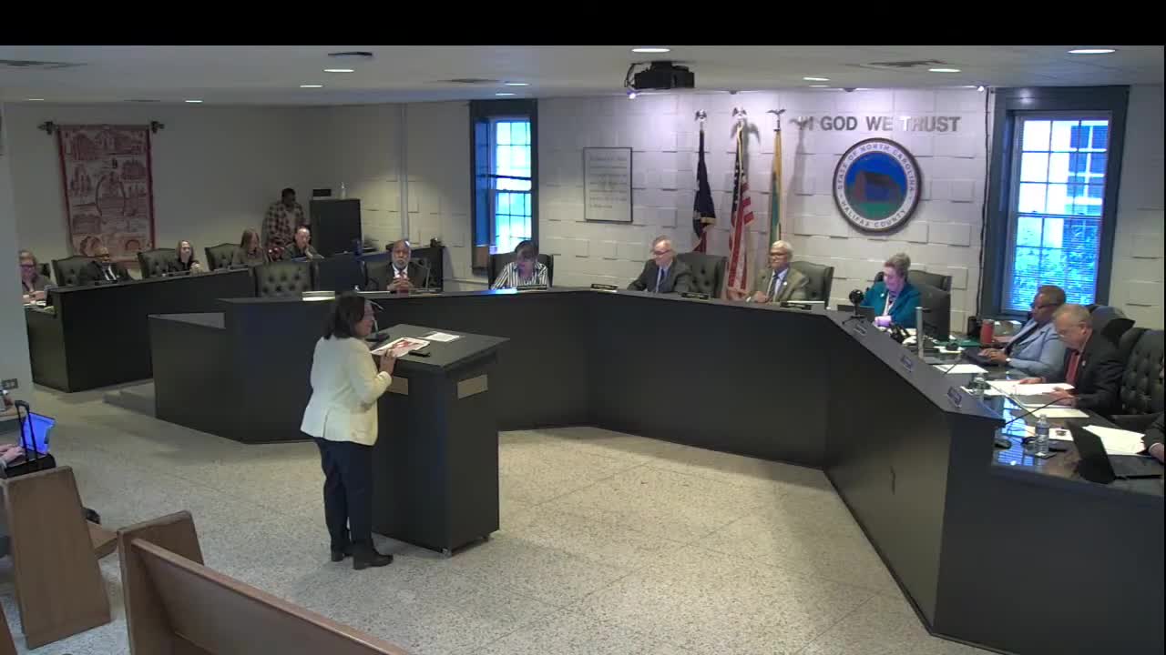 County briefs public on Energy Saver NC, veterans events and federal‑shutdown impacts; schedules food distribution