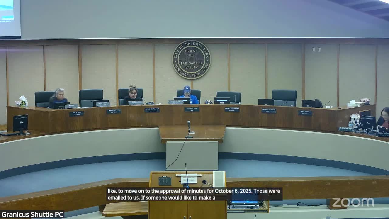 Commission approves Oct. 6 minutes and adjourns meeting