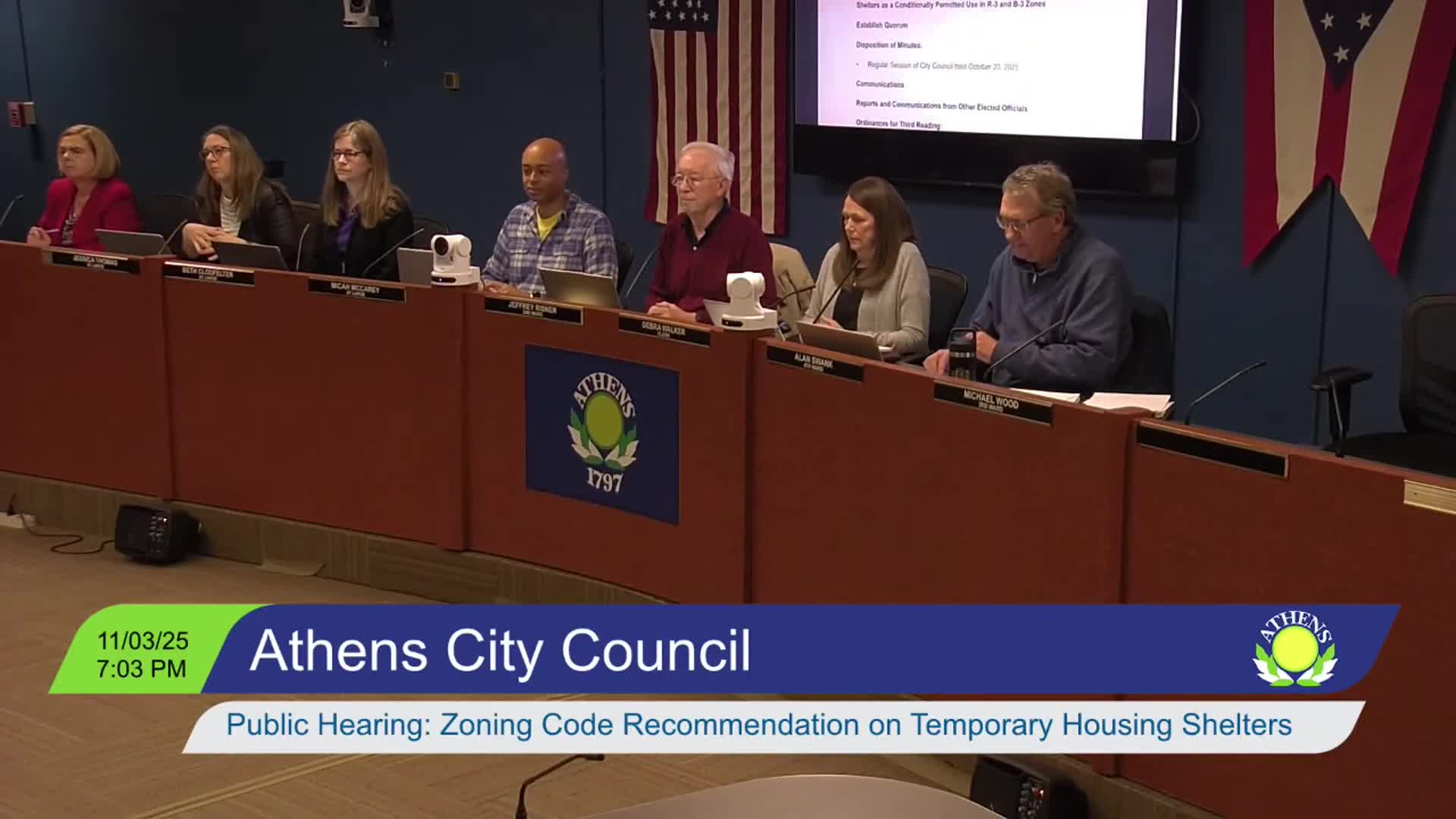 Athens council hears hours of public comment on proposal to allow temporary shelters in R‑3 and B‑3 zones