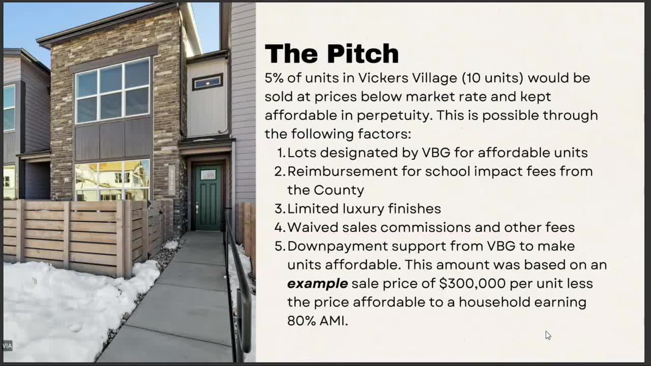 Board accepts $526,000 fee in lieu, amends Vickers Village affordable-housing condition and extends plat schedule
