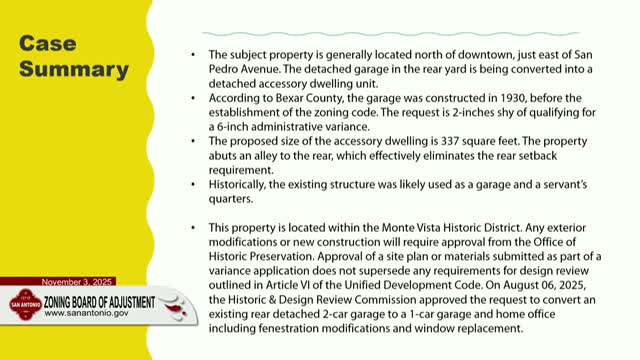 San Antonio Board of Adjustment approves short-term rental exception at 1120 E. Commerce and grants multiple variances