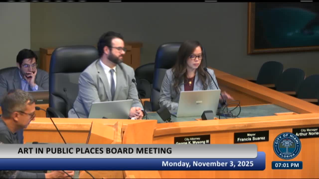 Miami Art in Public Places board defers mural item, accepts withdrawal of exhibition; approves minutes and absence waivers