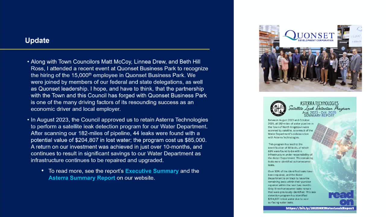 Town reports leak‑detection program found 44 pipeline leaks and estimated $204,807 in recovered water value