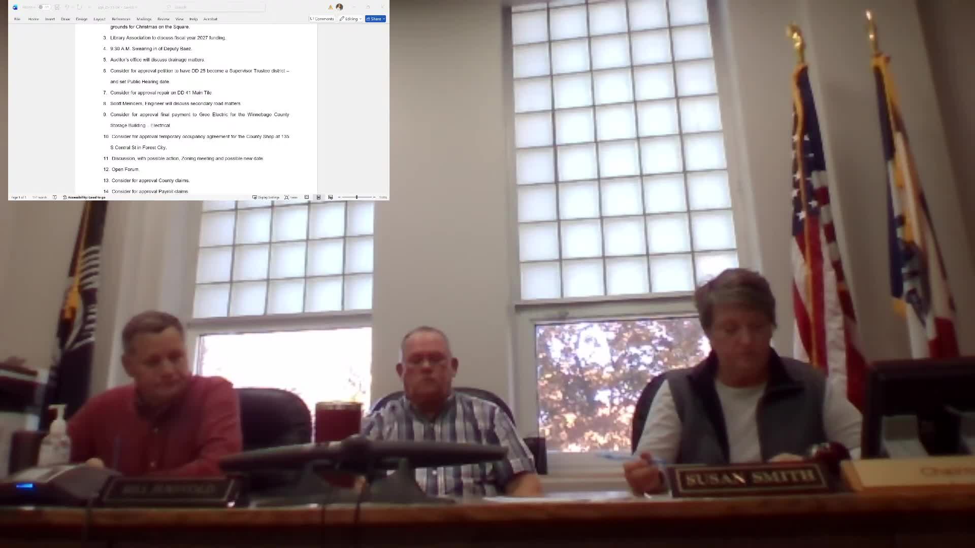 Board sets public hearing for DD 25 and approves $47,000 repair for DD 41 main tile