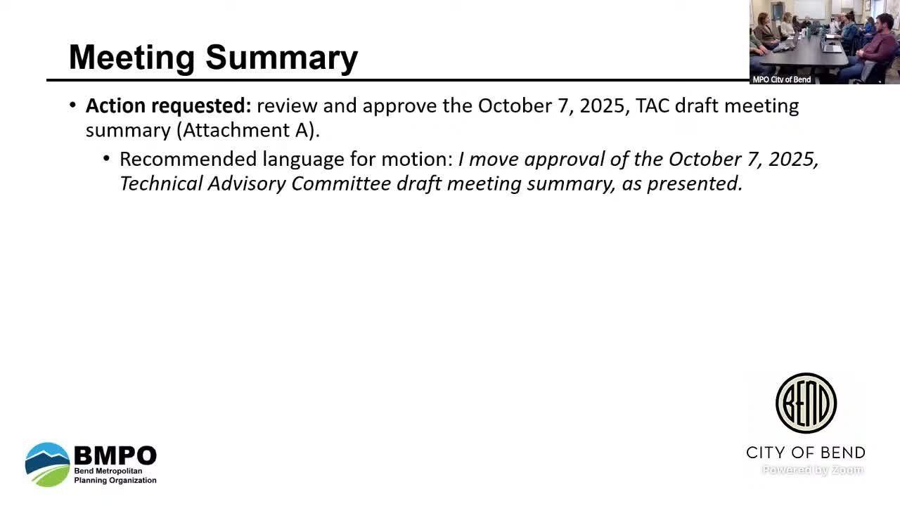Bend MPO TAC recommends prioritized list of State Highway Fund projects, with edits for eligibility and readiness