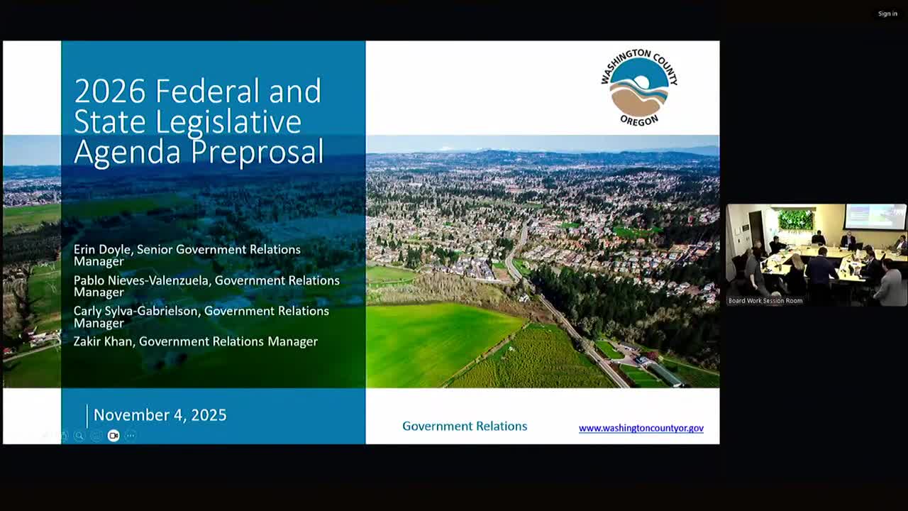 Washington County staff propose modest 2026 legislative agenda changes; commissioners press for stronger economic development focus