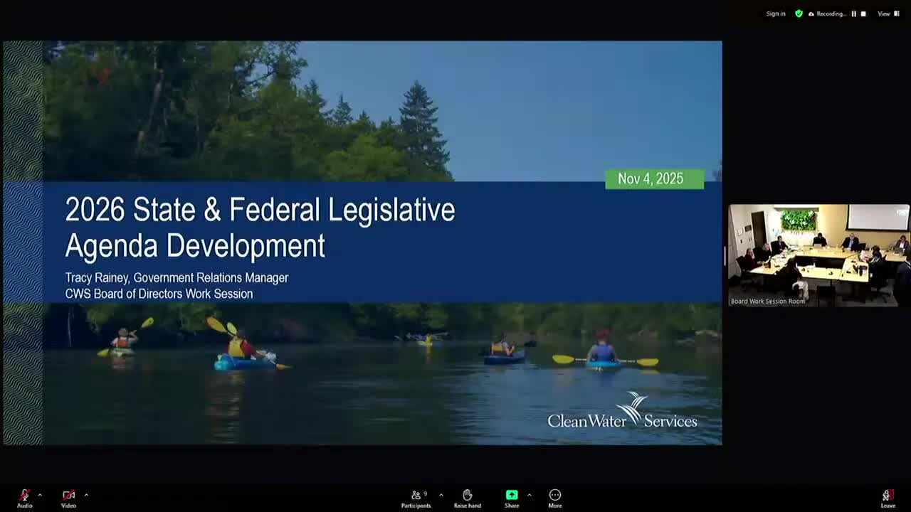 Clean Water Services presents federal and state priorities to Washington County board, warns of DEQ budget pressure and PFAS implications