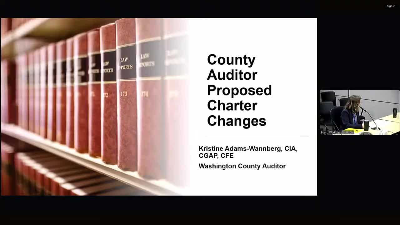 County auditor proposes three charter amendments for May 2026 ballot: qualifications, residency, auditing standards
