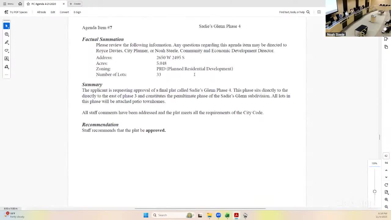 Planning commission approves Sadie’s Glen Phase 4 final plat for Ovation Homes