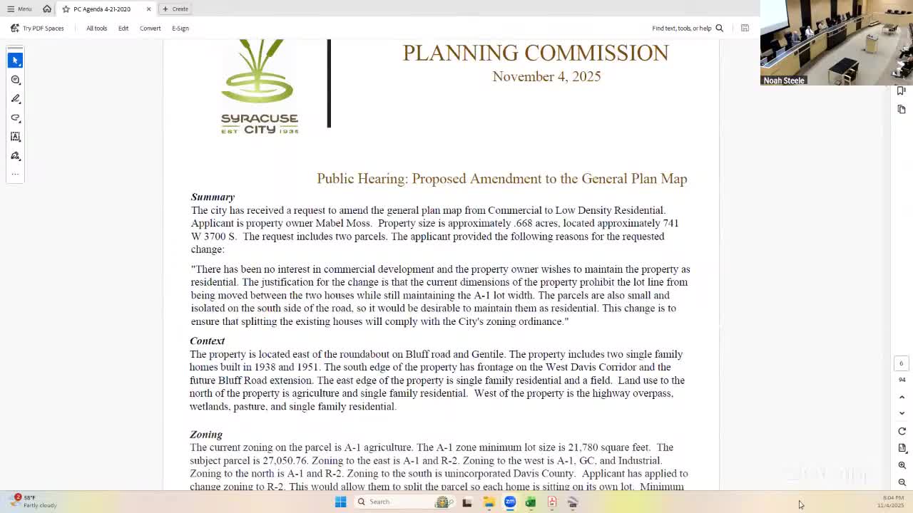 Planning commission recommends general-plan amendment and rezone for property at 741 W. 3700 S.