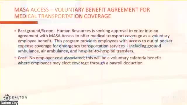 Dalton approves voluntary MASA Access medical-transport benefit for employees