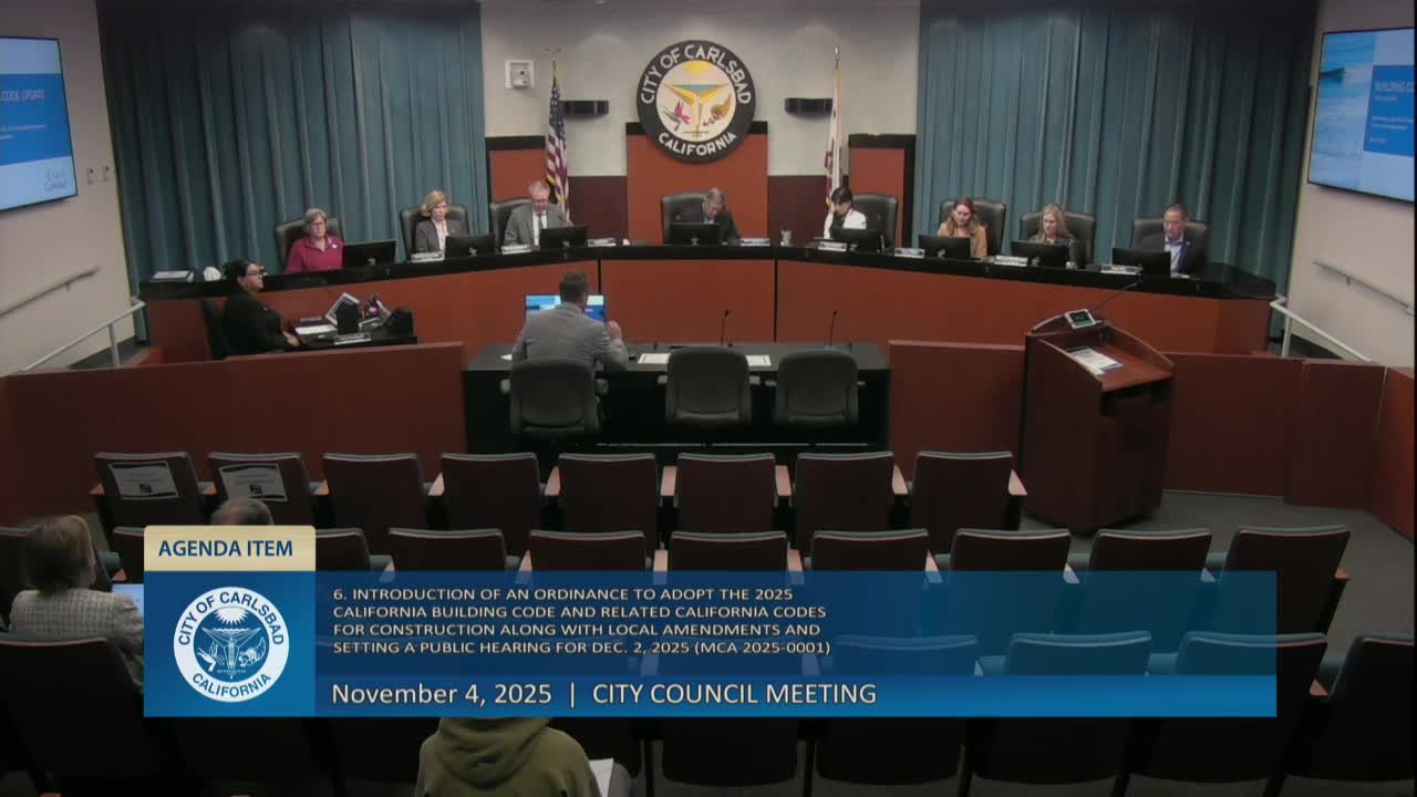 Carlsbad council introduces ordinance to adopt 2025 California building codes; hearing set for Dec. 2