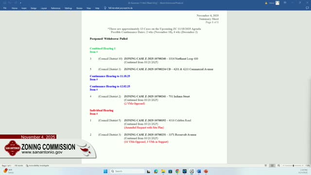 Zoning Commission clears consent items including two rezoning requests