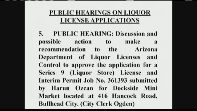 Bullhead City Council approves liquor‑license transfer, animal clinic contract, CJIS agreement and $755,418 water‑line contract