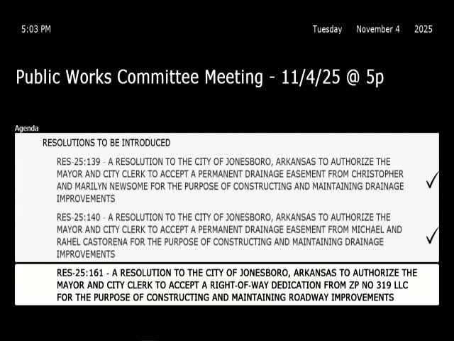 Jonesboro public works committee approves minutes, forwards three property resolutions to full council