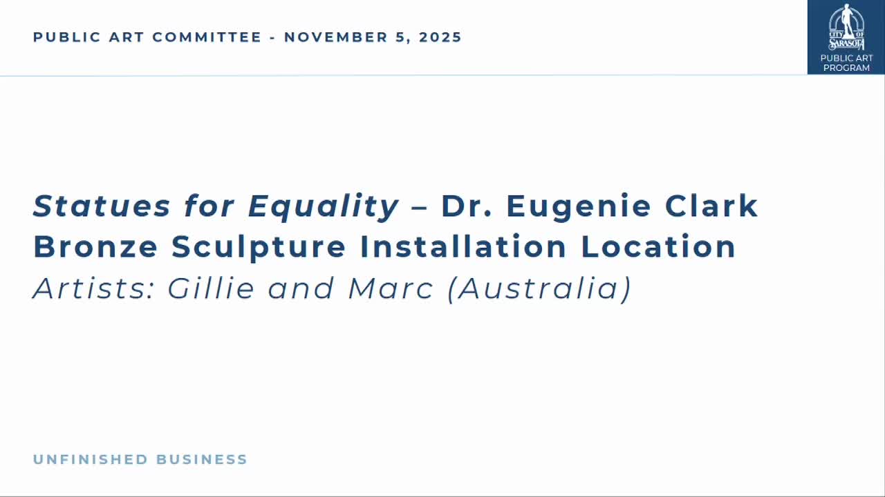 Committee approves City Island site for Dr. Eugenie Clark bronze, pending agreement with Mote Marine