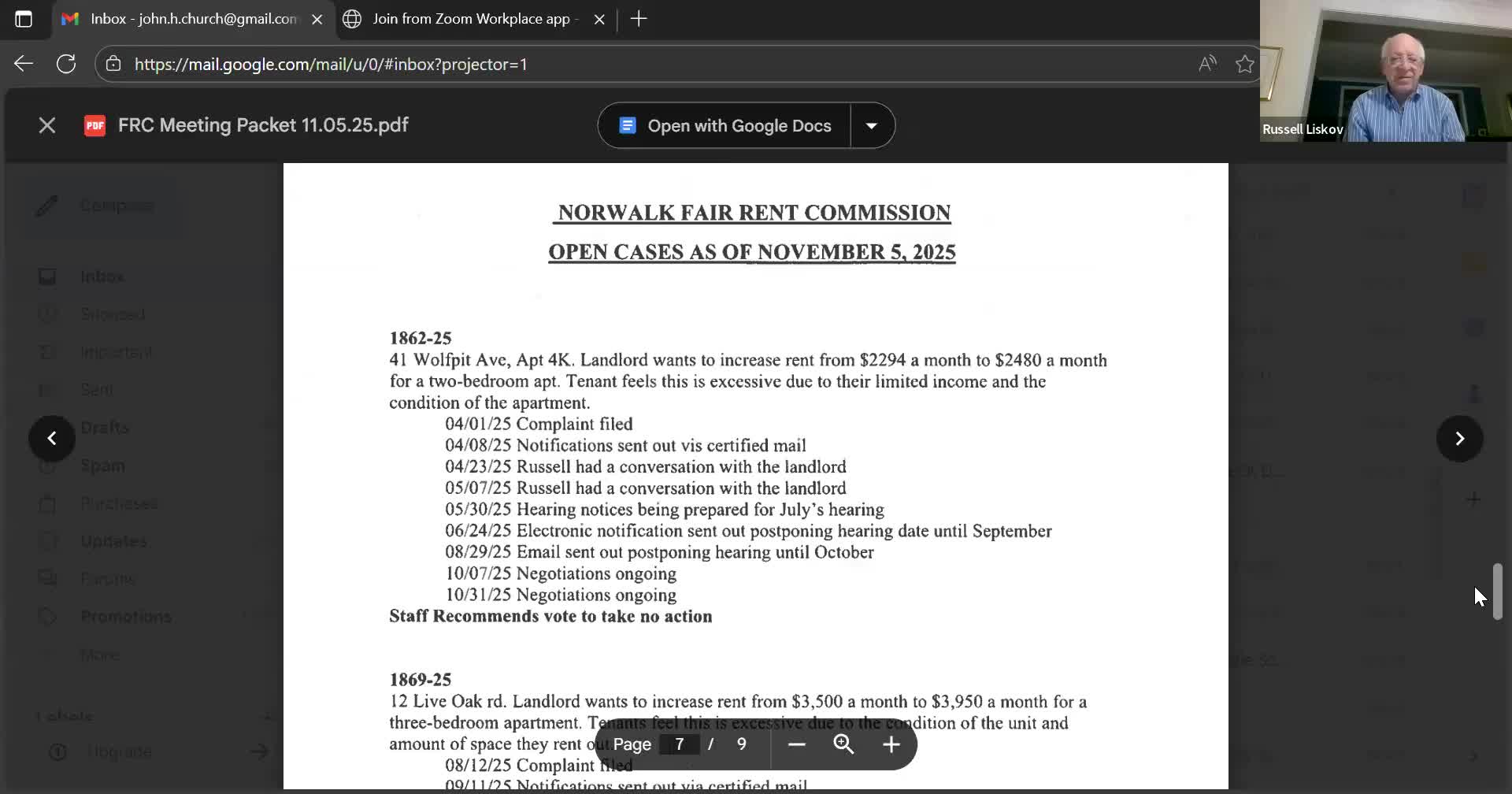 Norwalk Fair Rent Commission continues three cases, closes one; long hearing set for Dec. 10