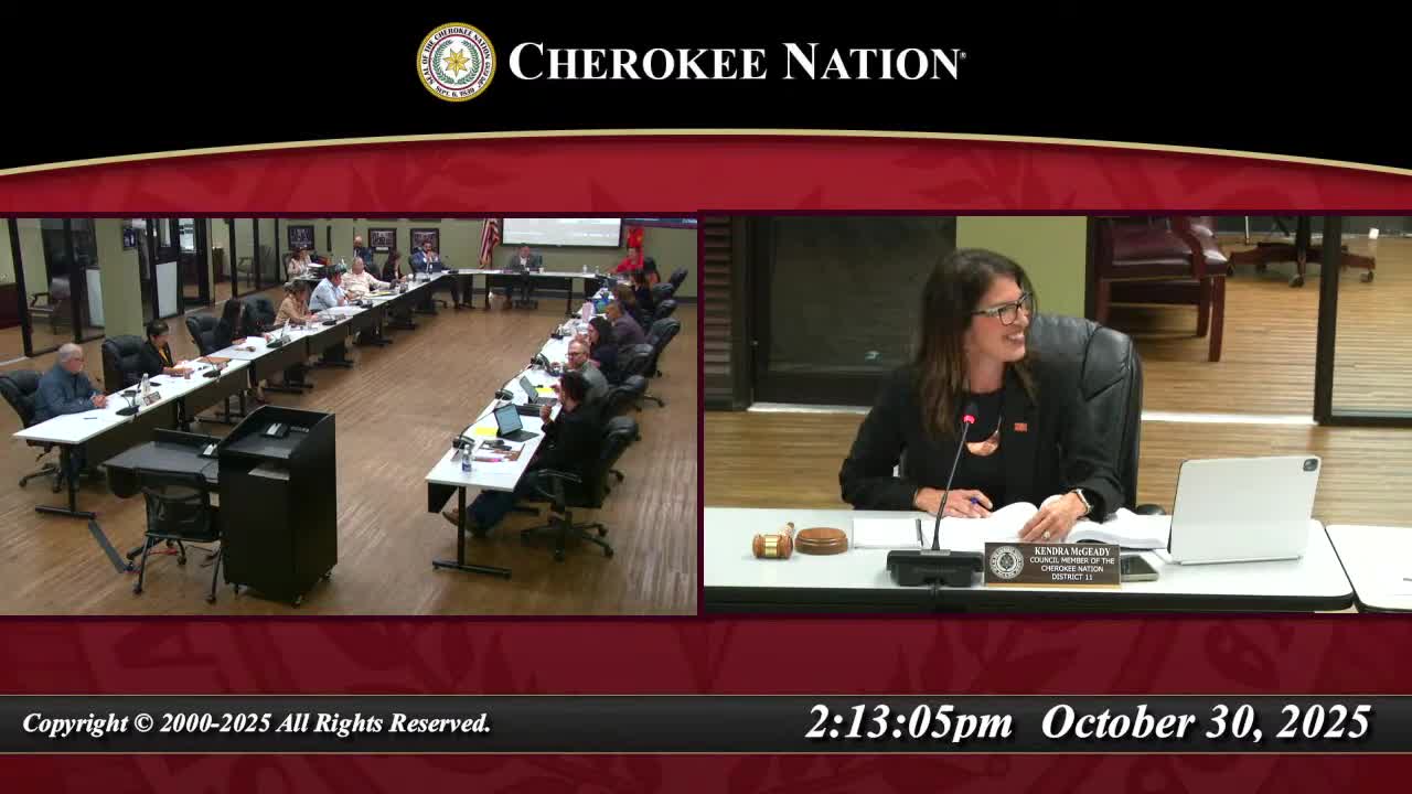 Committee approves motion on act amending Title 68 of Cherokee Nation Code; sends to Rules after 17-0 vote