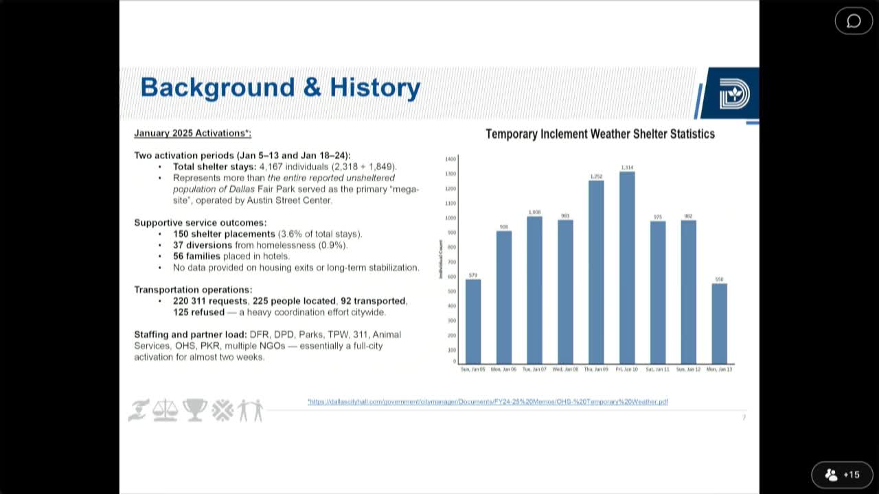 Dallas Council Debates Winter‑weather Shelter Strategy as Costs and Capacity Rise