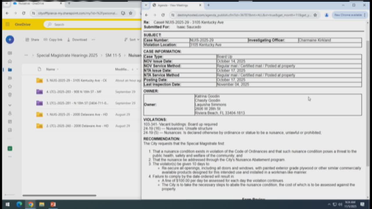 Fort Pierce special magistrate orders compliance, fines in multiple code‑enforcement cases