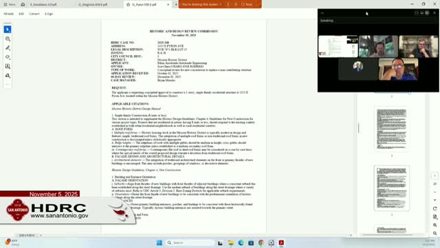 Commission grants conceptual approval for new house at 1315 E. Pyrene with DRC direction to subordinate front garage