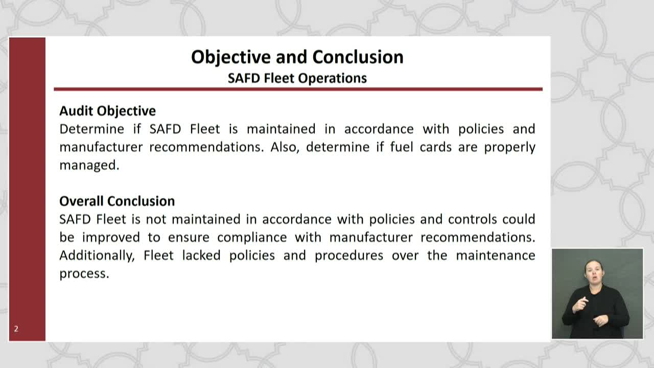 Audit finds SAFD fleet maintenance and fuel-card controls need improvement; chief says recommendations completed