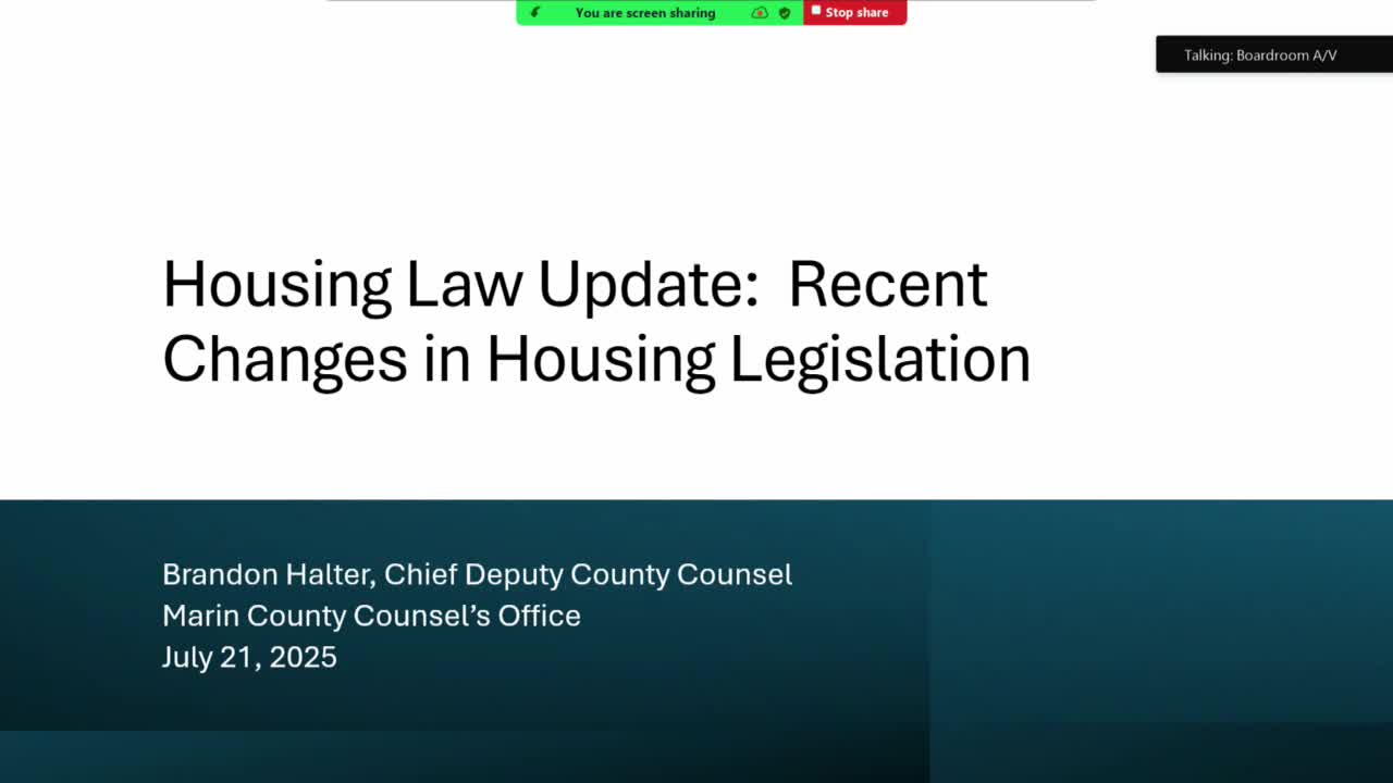 County counsel outlines sweeping state housing and CEQA changes, flags implementation questions for Marin planners
