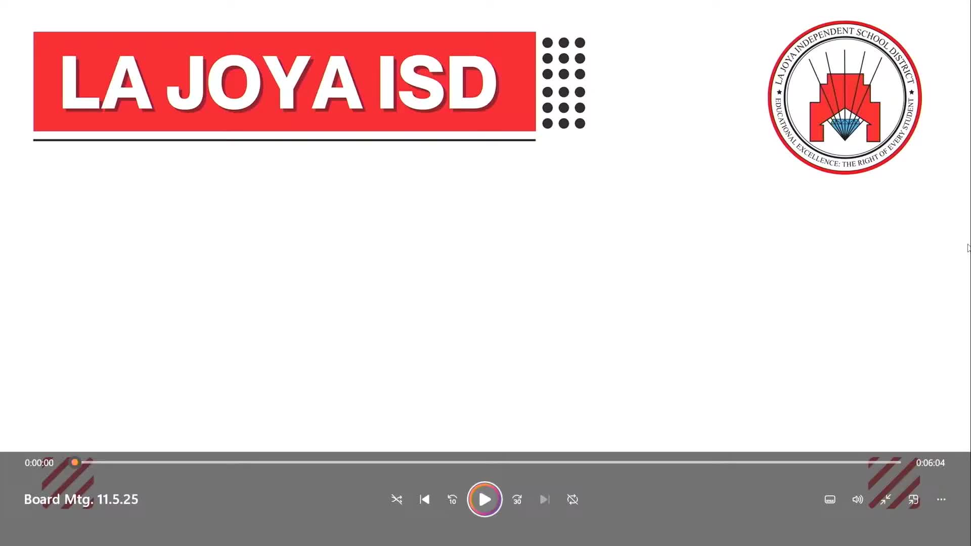 La Joya ISD board reviews governance metrics, advances operating procedures and approves consent agenda; TEA continues conservator appointment