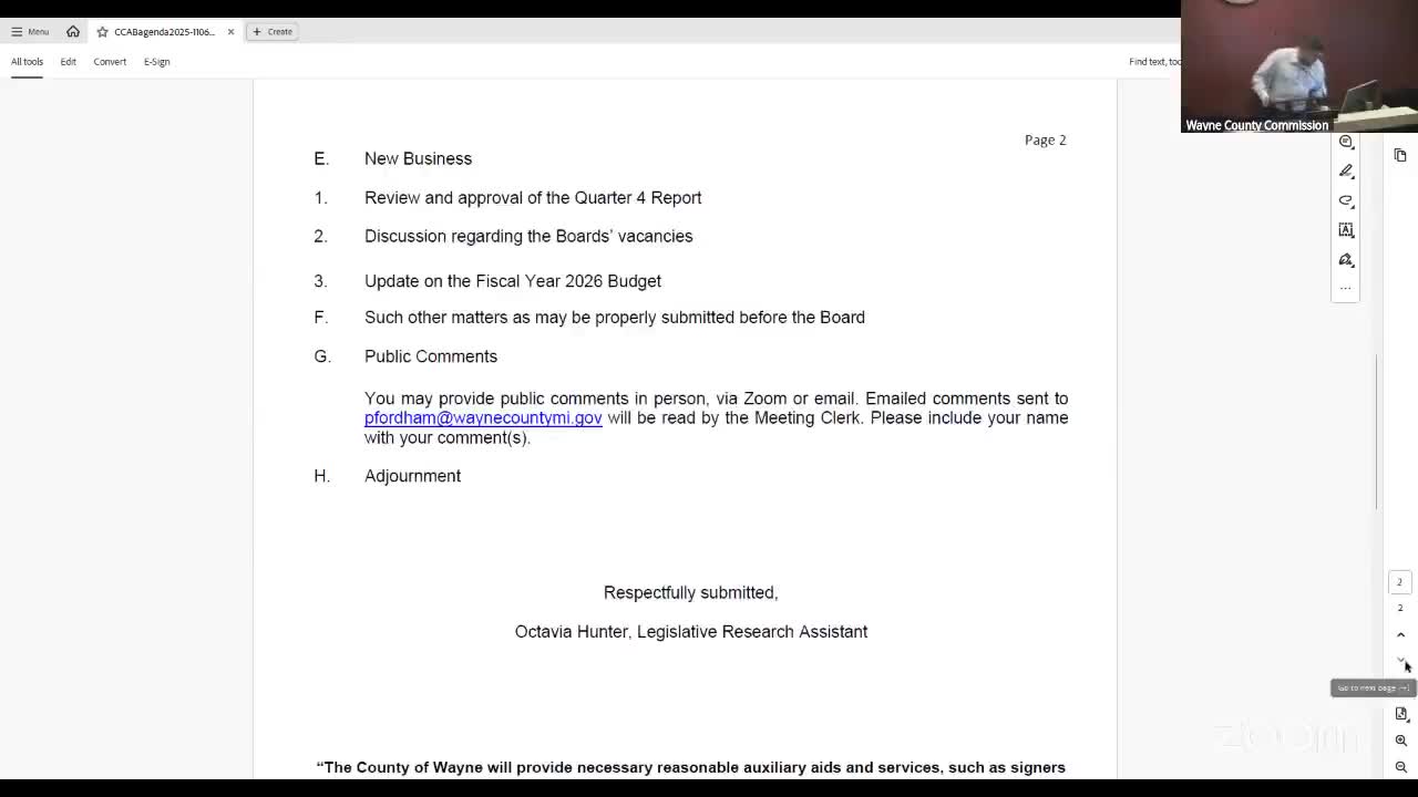 Wayne County advisory board approves Q4 report as staff outline plan to remake community corrections after $900,000 state award