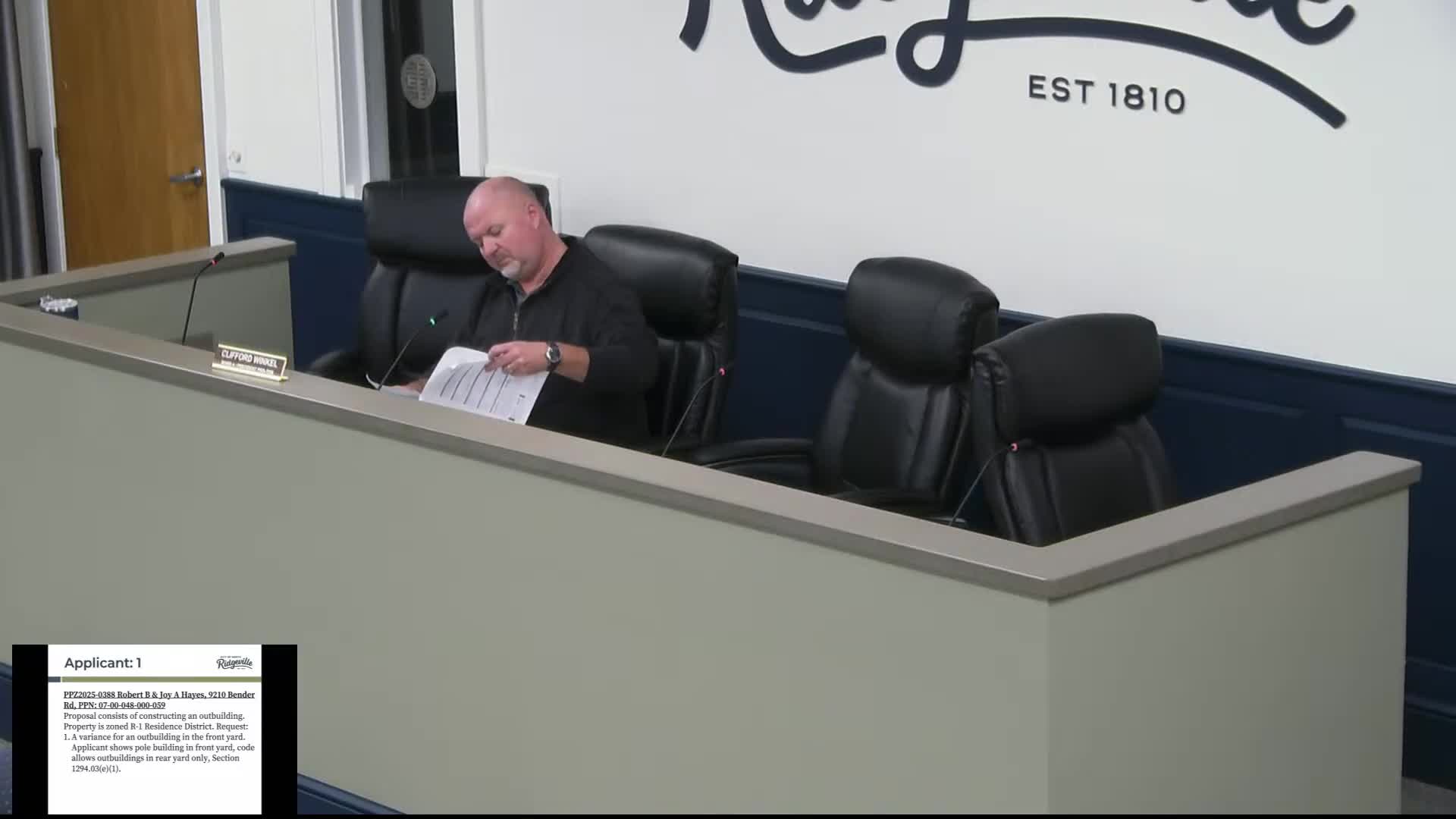 North Ridgeville board approves variance for front-yard outbuilding at Bender Road property