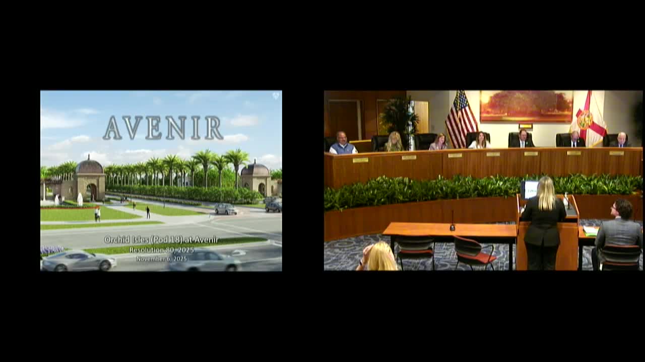 City approves sign and waiver for Orchid Isles guardhouse in Avenir development