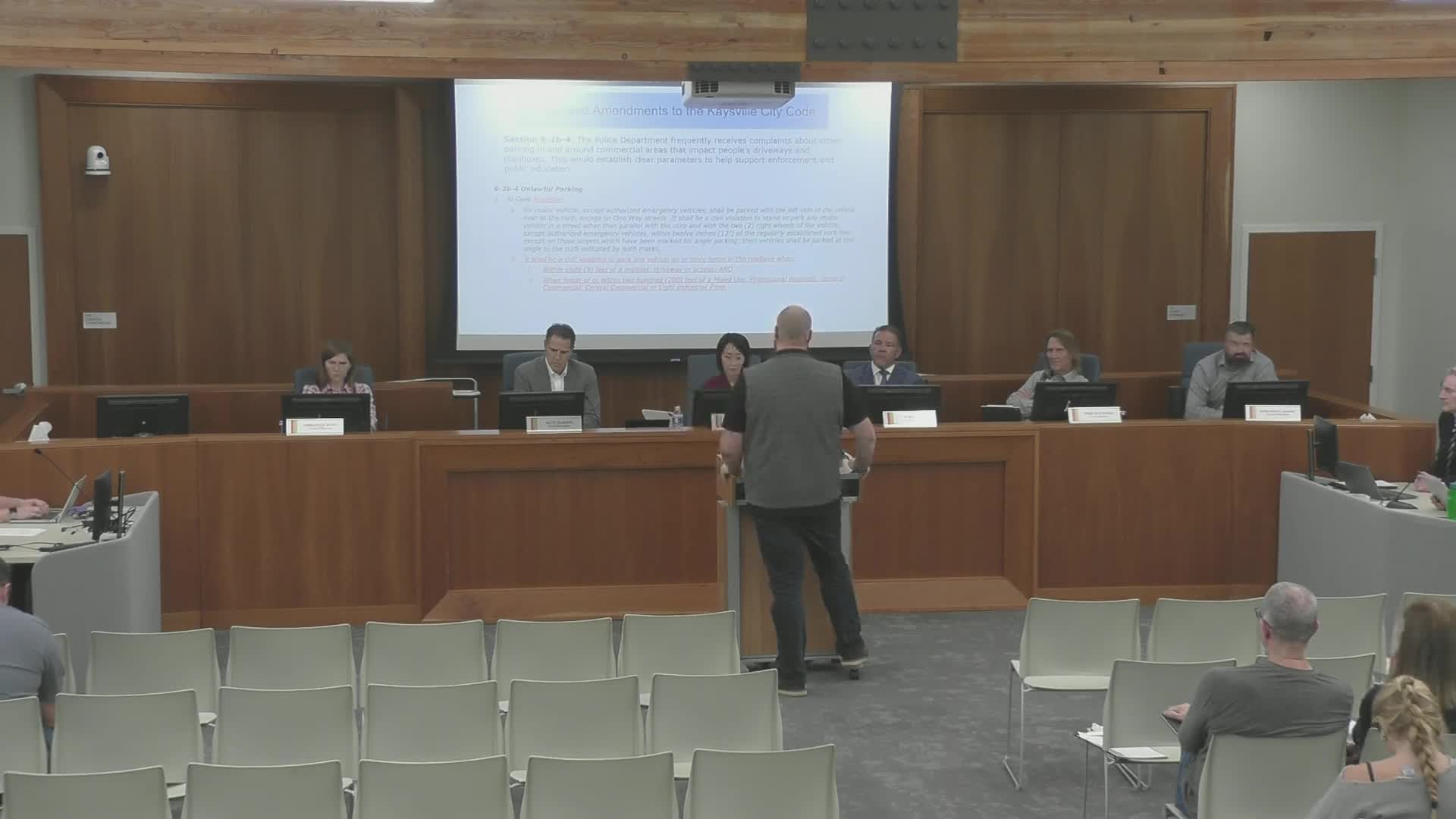 Council advances public-works ordinance updates; direction given on parking, sight-distance and irrigation hookup rules