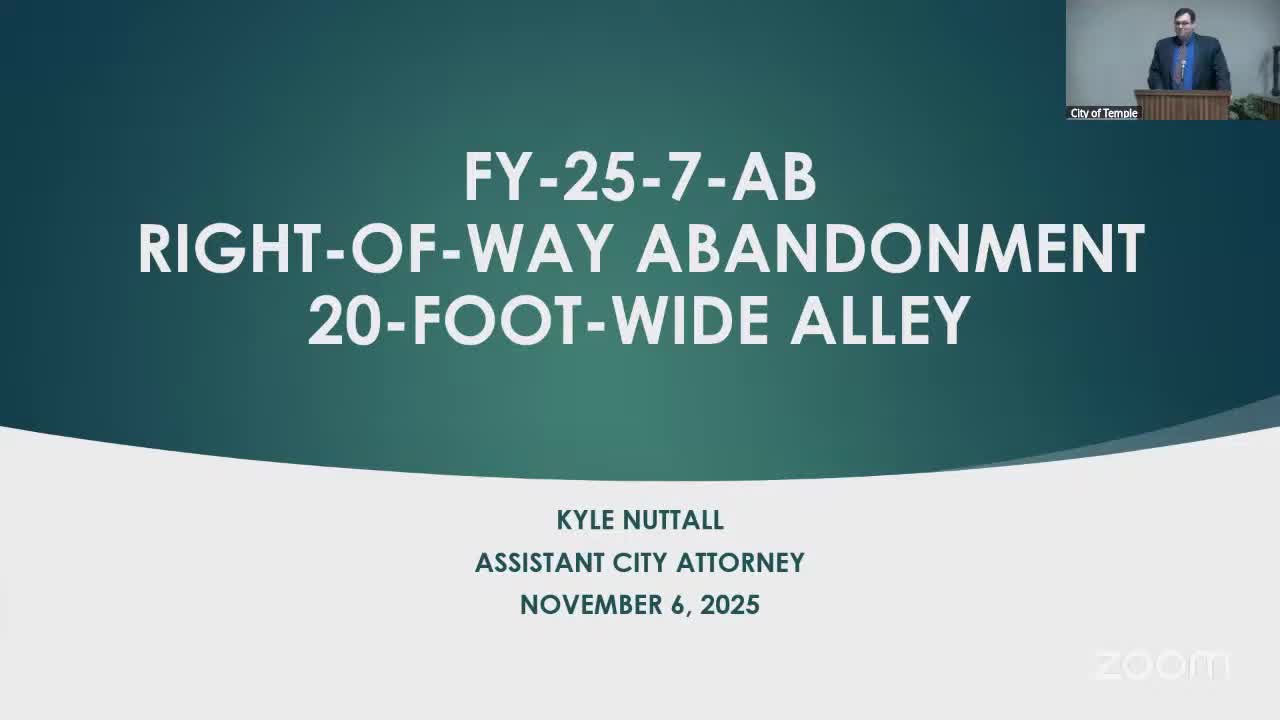 Council approves abandonment of 0.14-acre alley to clear site for Bell County annex