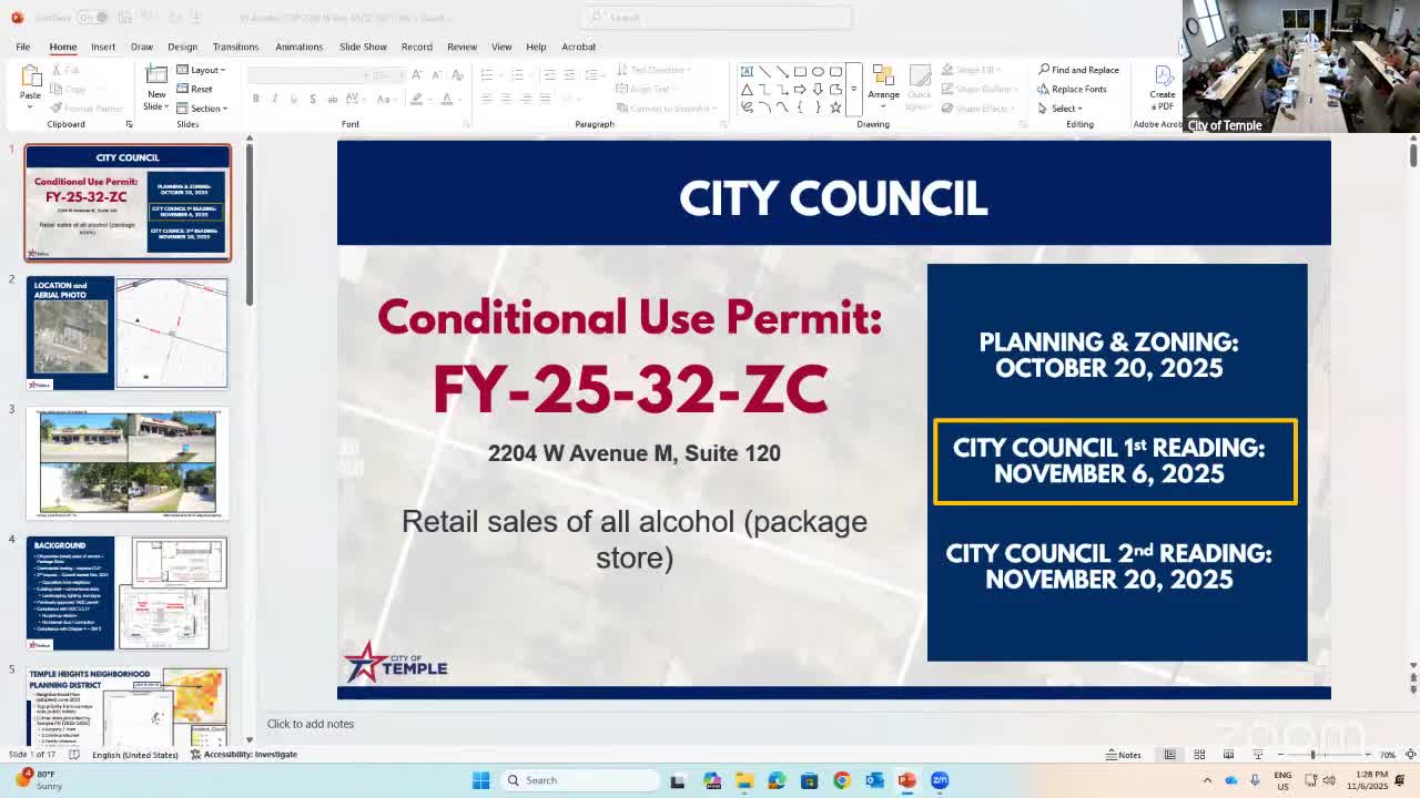 Council reviews renewed liquor-store permit request at Avenue M in Temple Heights amid safety concerns