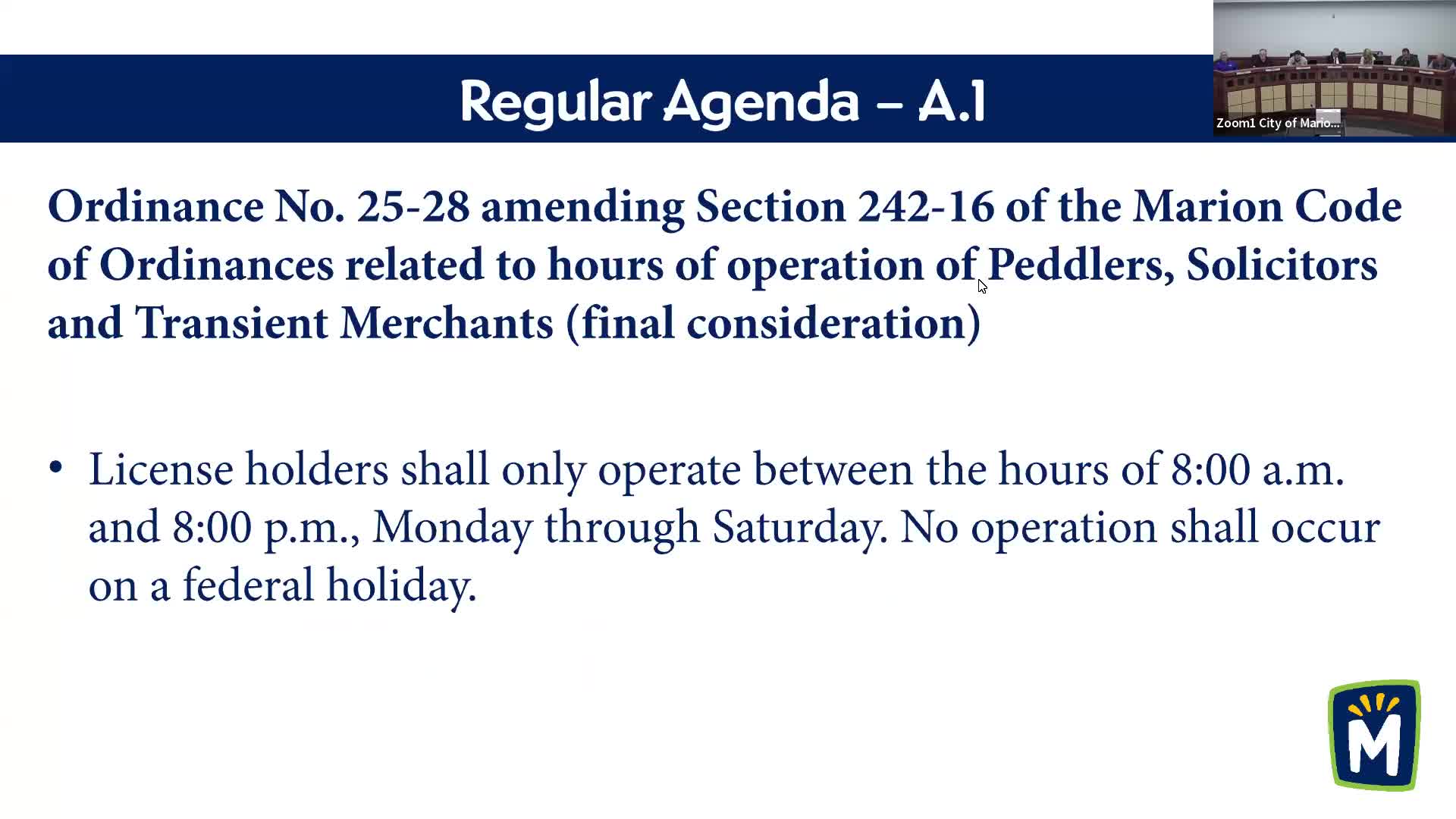 Marion council adopts three ordinances, opens hearings to align zoning rules with new state law