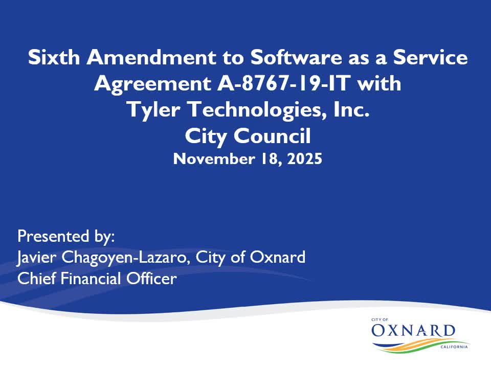 Oxnard City Council asked to approve $308,524 amendment to Tyler Technologies contract