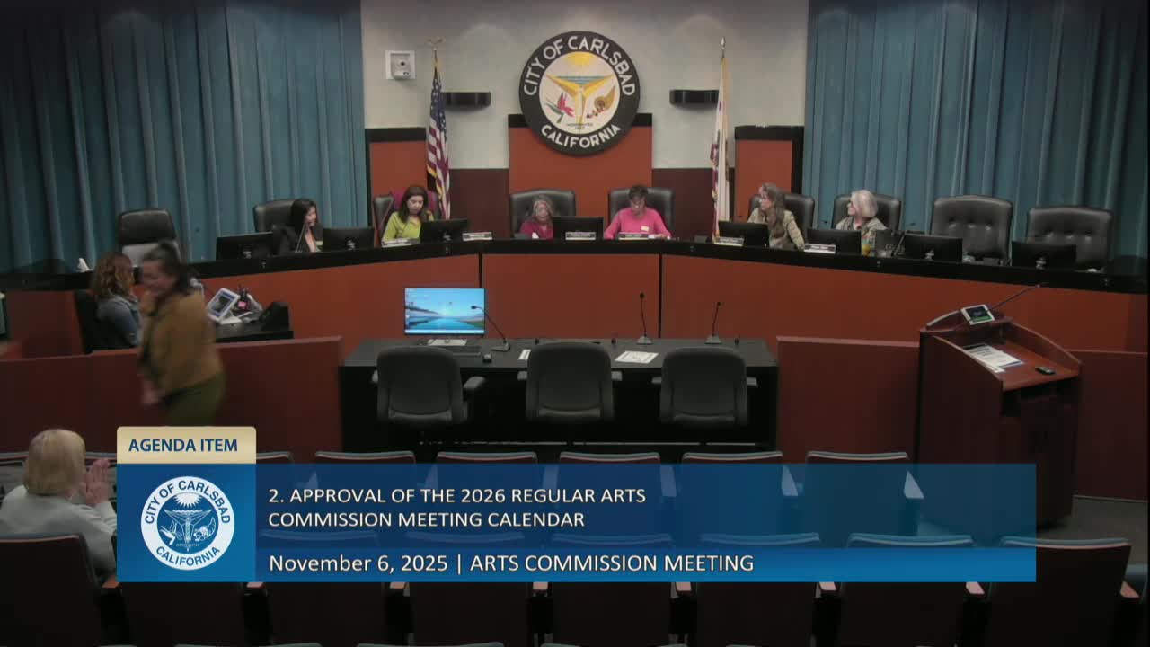 Carlsbad Arts Commission adopts 2026 meeting calendar