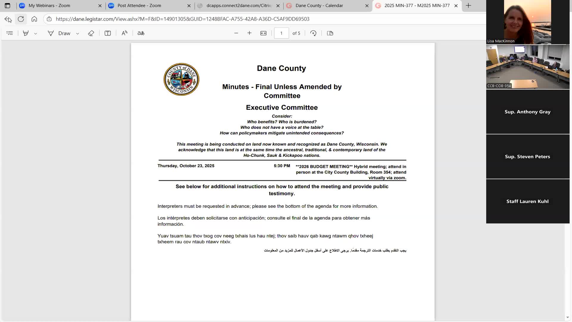 Executive committee approves fund transfer to replace chambers' audio system