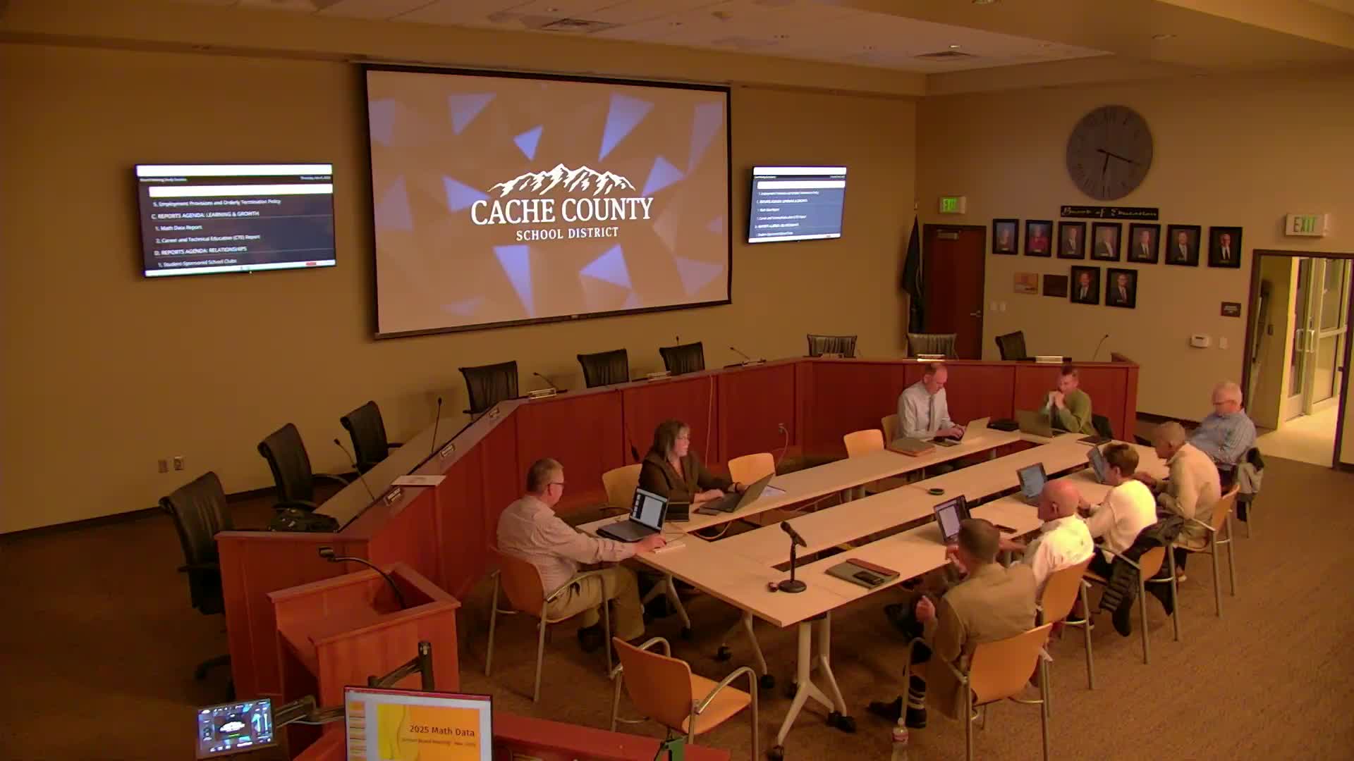 District math data: strong K gains, eighth-grade proficiency near 62%; Aspire Plus and assessment limitations discussed