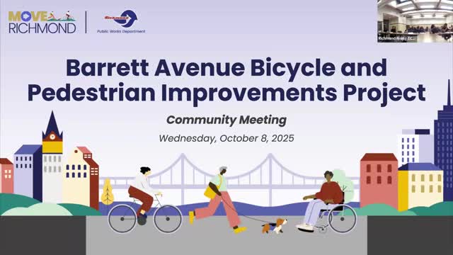 Richmond planners outline Barrett Avenue bike and pedestrian safety project; residents press for lighting and maintenance