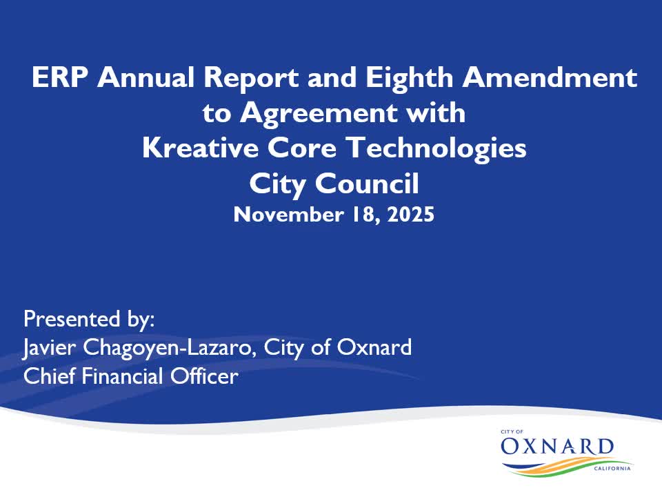 Oxnard City Council asked to approve $11.4 million amendment to ERP contract and $1.6M appropriation