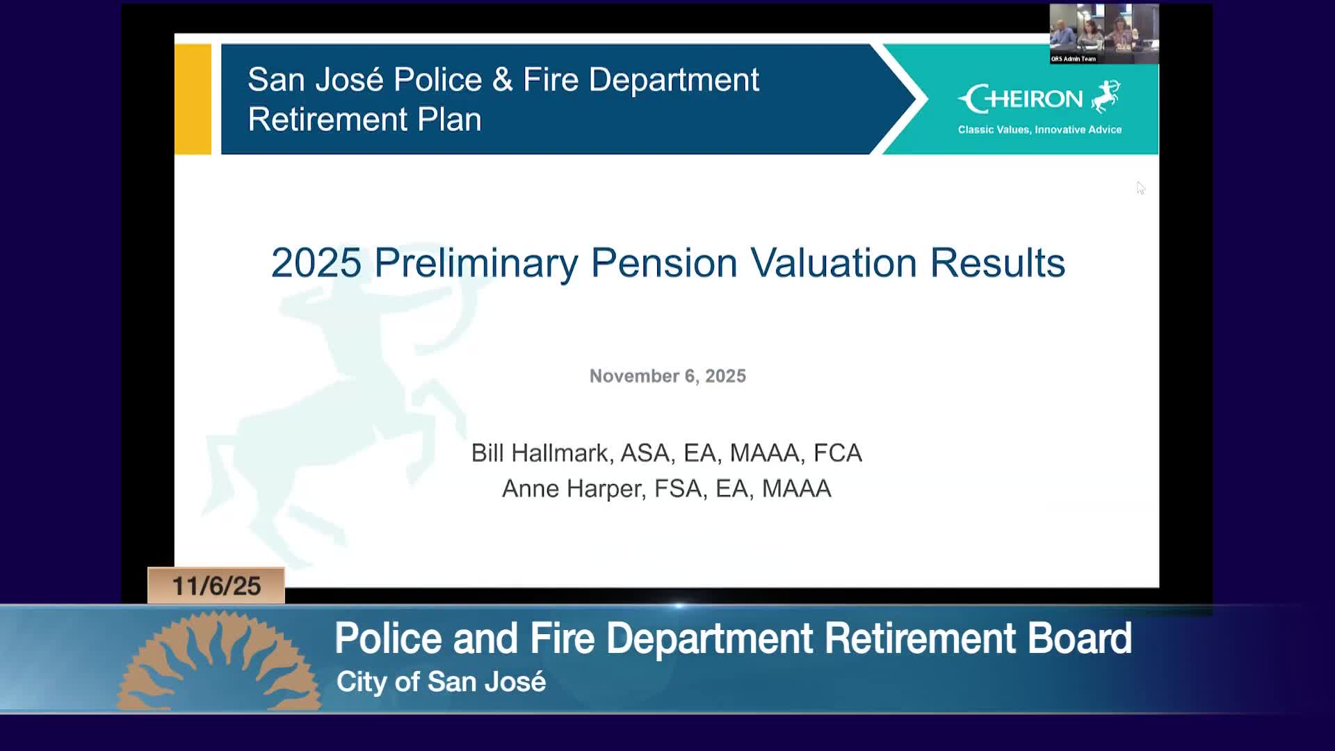 San Jose board adopts demographic assumption updates; sets wage-inflation assumption at 3.125%