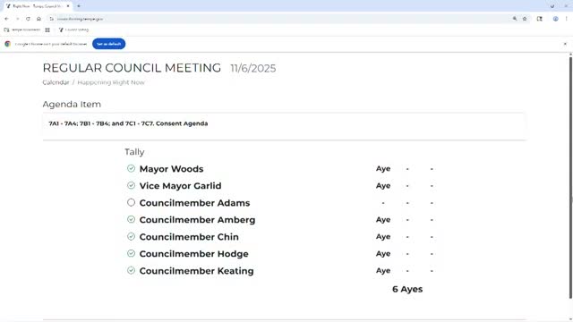 Tempe council approves fee changes, code updates and multiple ordinances; votes at a glance