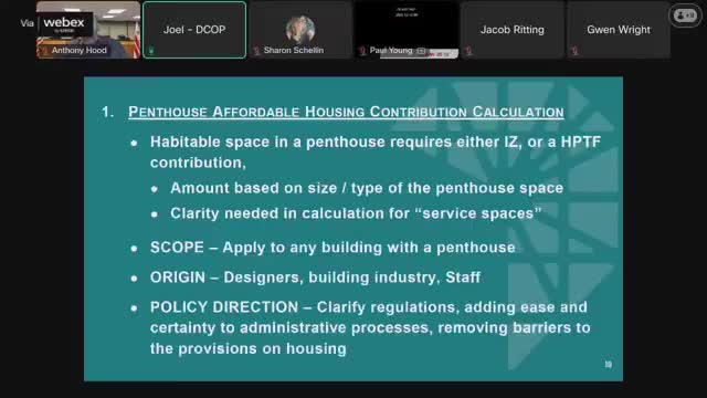 Zoning staff seeks clarity on what penthouse space counts toward IZ contributions
