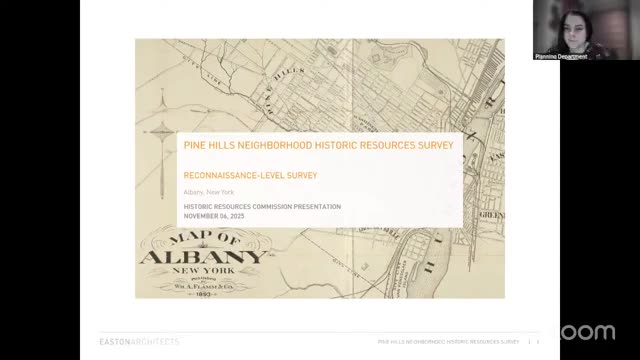 Easton Architects presents Pine Hills reconnaissance survey; HRC told eight areas merit next-step intensive study
