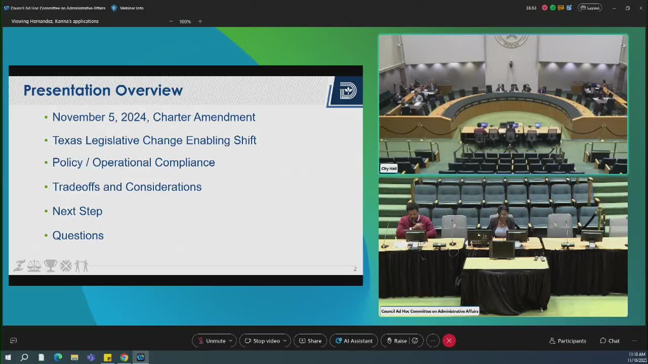 Dallas committee briefed on moving municipal elections to November; resolution deadline Dec. 31, 2025