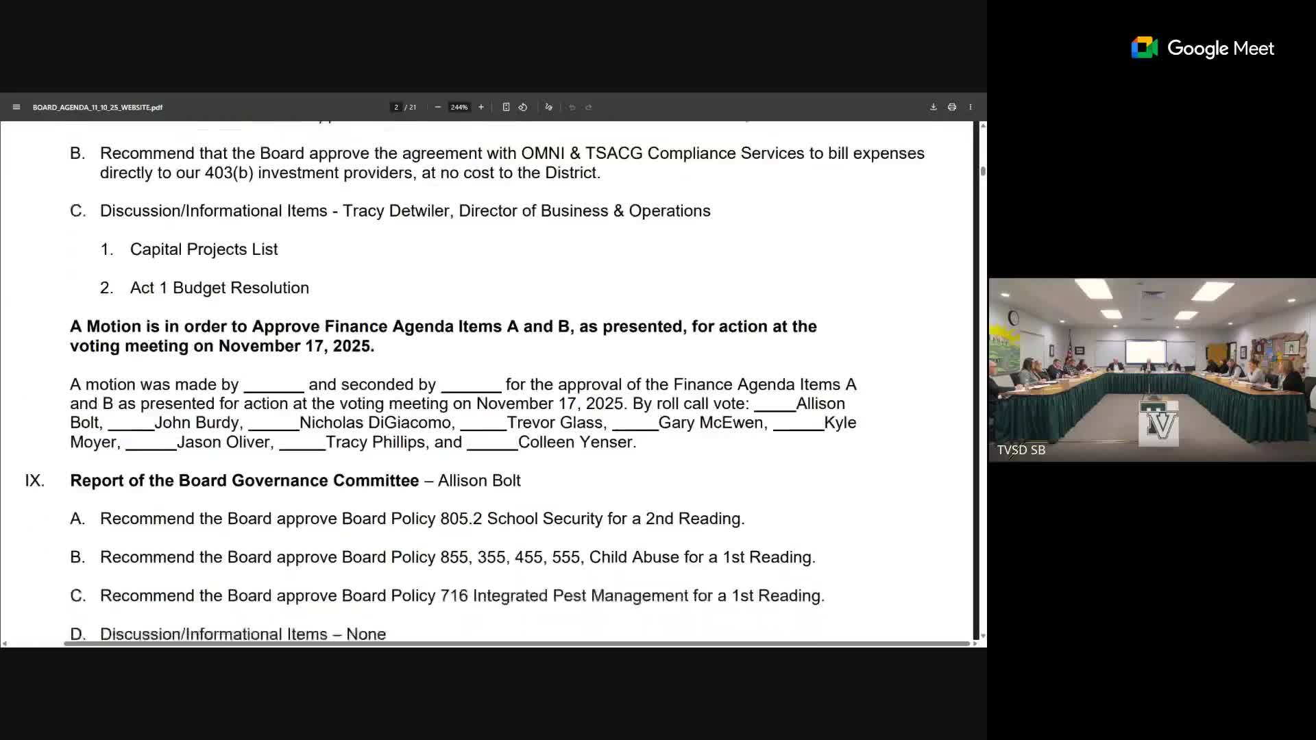 Committee reviews policy clarifications and capital projects; stormwater design pending DEP meeting