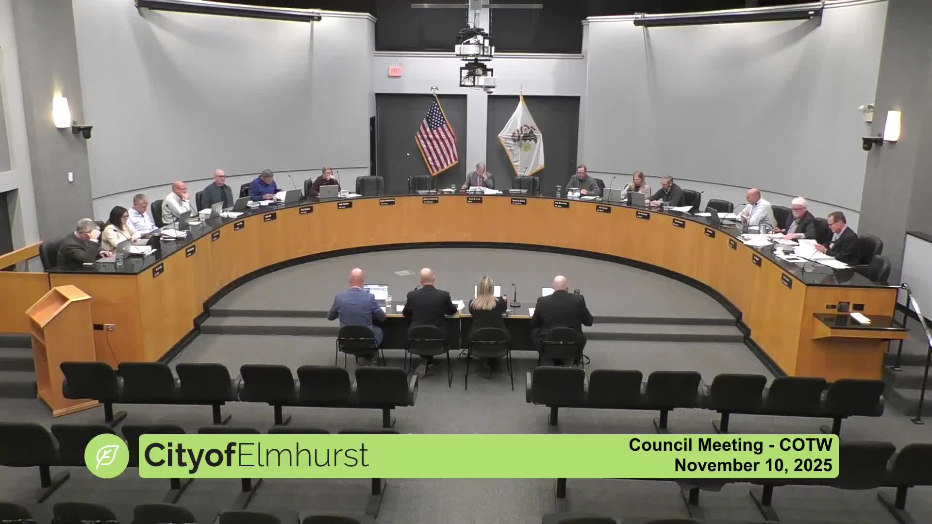 Elmhurst aldermen review circle‑back items: consultant funding, postage and rented parking lots