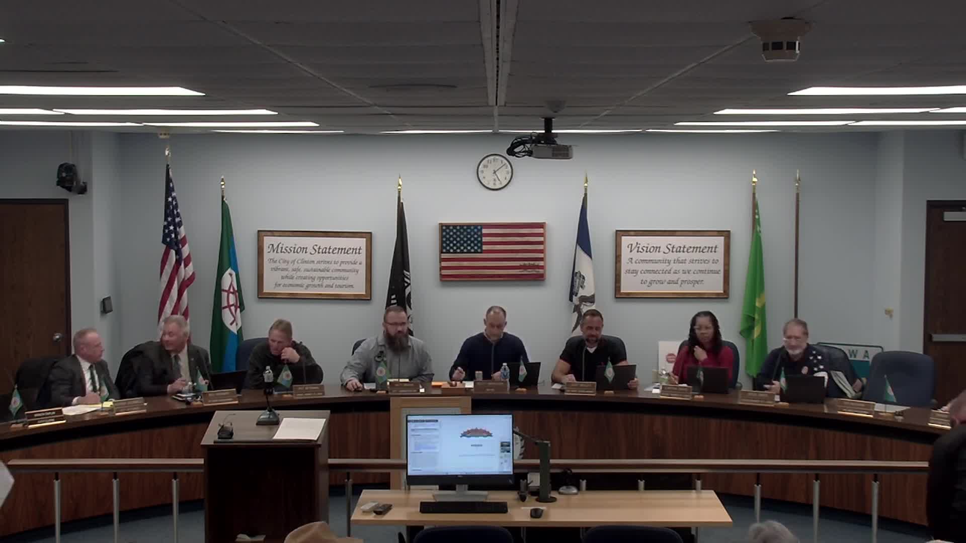 Votes at a glance: resolutions, consent items and key roll-call results from the Clinton City Council meeting